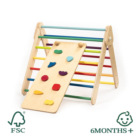 Schwedisch Sprossenwand und Kletterdreieck Set 2in1