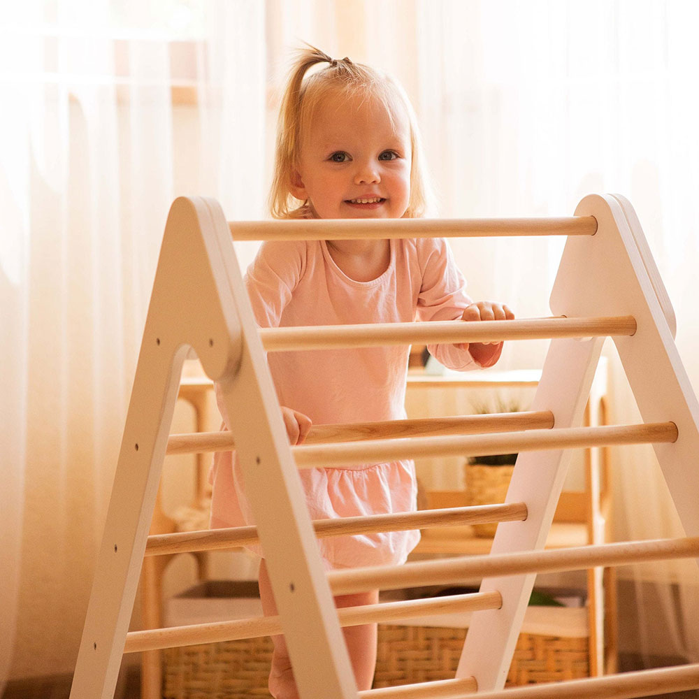 Baby gym 3 en 1 : triangle d'escalade, arche d'escalade et toboggan avec rampe