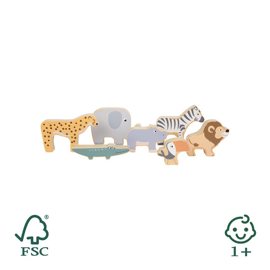 Wild wooden stacking animals - tiger, zebra, lion (safari)