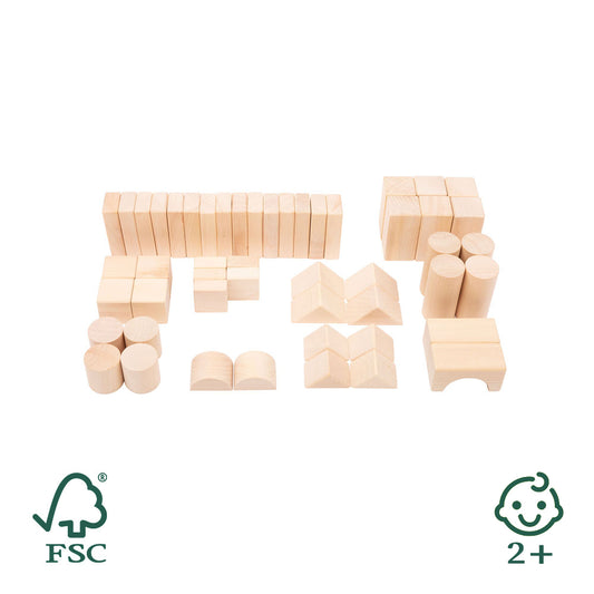 Natural wooden building blocks (pack of 50 in a bag)