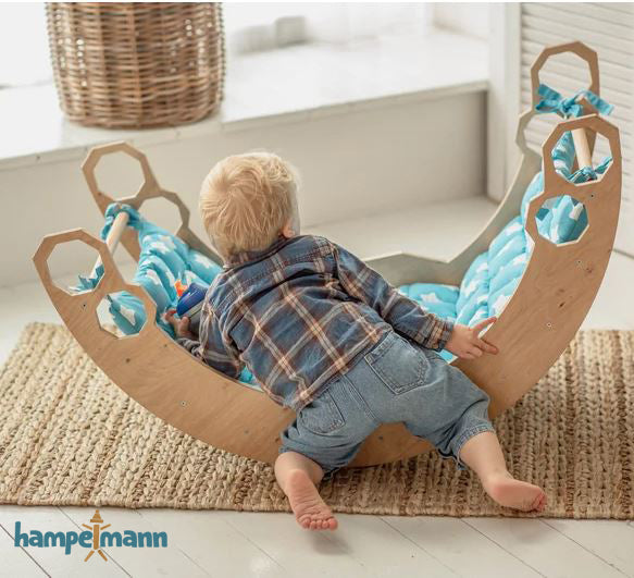 4-in-1 Baby-Gym: Kletterdreieck, Kletterbogen, Rampe & Rutsche – Weiß