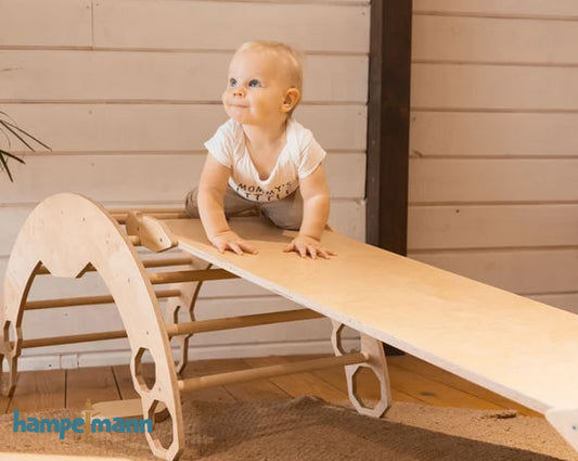 2-in-1 baby gym: climbing arch with ramp & slide