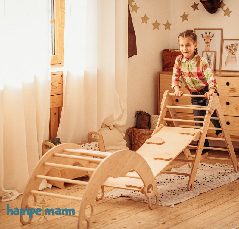 4-in-1 Baby-Gym: Kletterdreieck, Kletterbogen, Rampe & Rutsche – Weiß