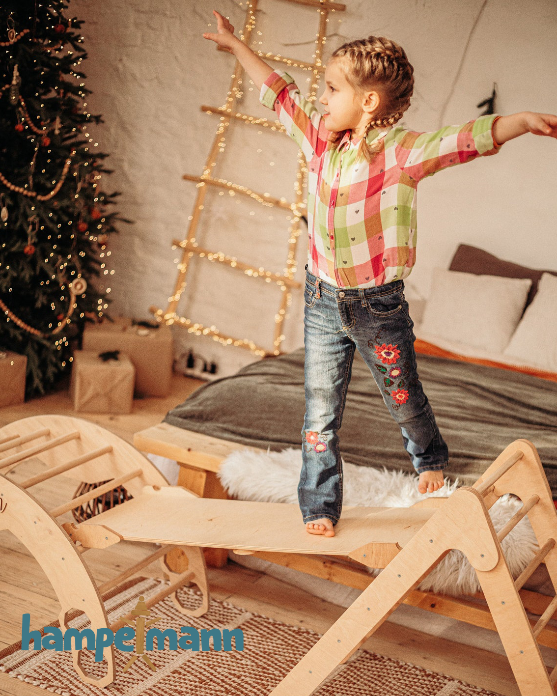 4-in-1 Baby-Gym: Kletterdreieck, Kletterbogen, Rampe & Rutsche – Weiß