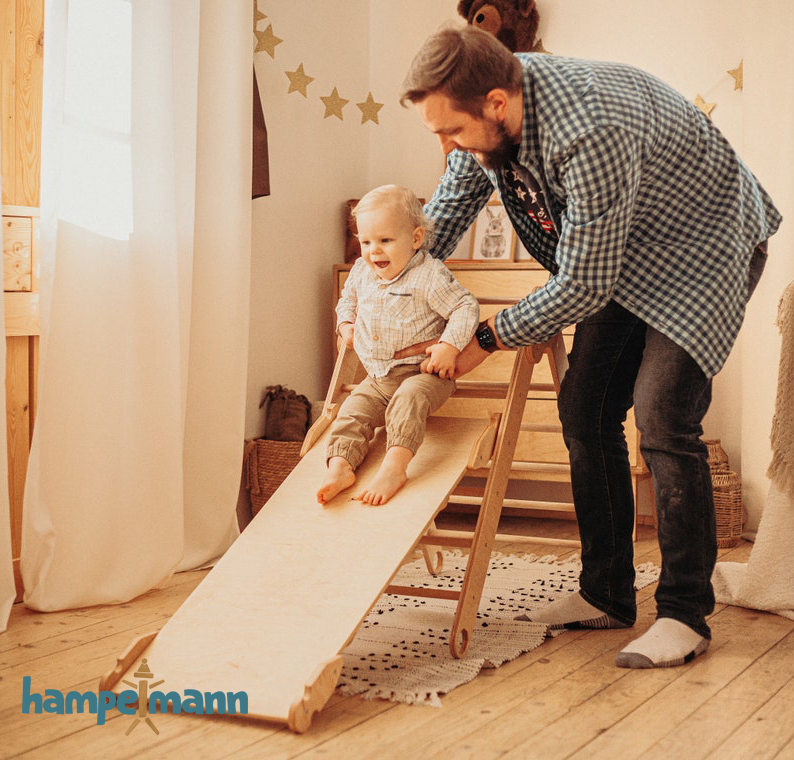 4-in-1 Baby-Gym: Kletterdreieck, Kletterbogen, Rampe & Rutsche – Weiß