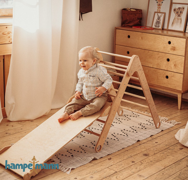 4-in-1 Baby-Gym: Kletterdreieck, Kletterbogen, Rampe & Rutsche – Weiß