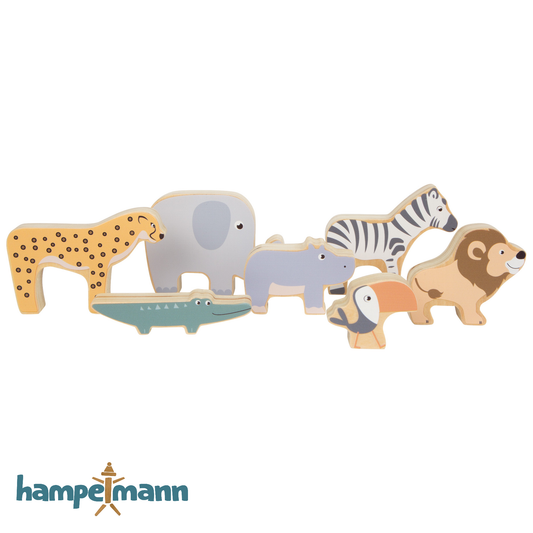 Wild wooden stacking animals - tiger, zebra, lion (safari)